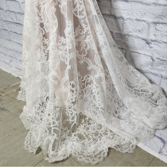 NWT Anthropologie BHLDN Watters Ula Blush lace sheet back wedding gown Sz 2 - Picture 11 of 16